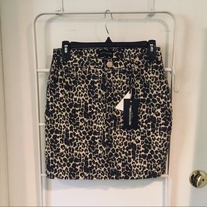 leopard skinny denim skirt